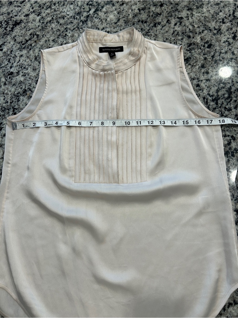 Banana Republic Cream Pleated Sleeveless Satin Camisole